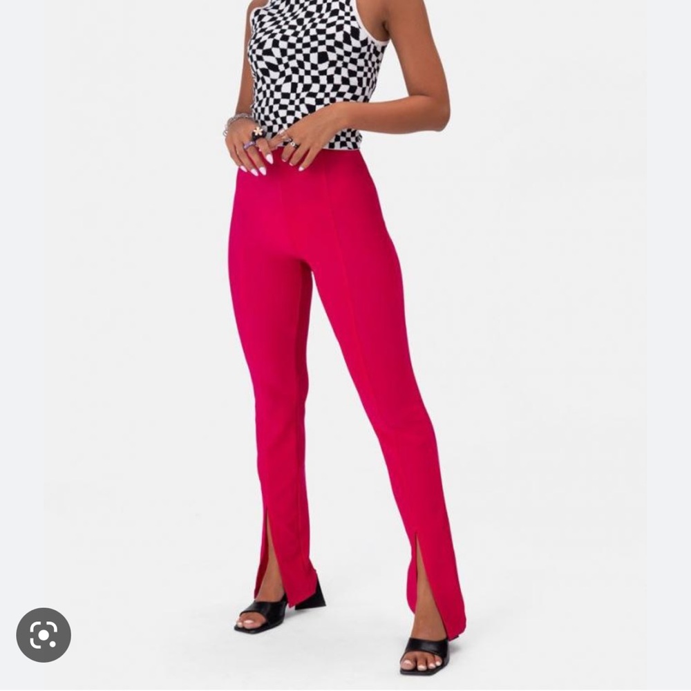 Adika Luxe Front-Slit Pants - Pink, Size Small